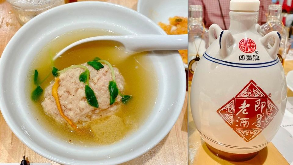 汁ハンバーグ 100gと即墨老酒